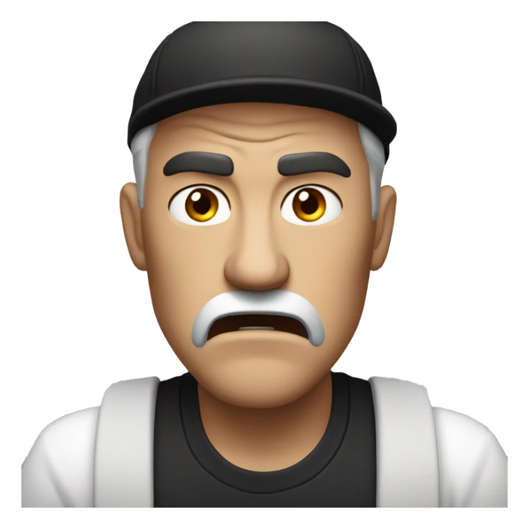  angry man wearing a black cap and a white shirt , with furious expression  sticker