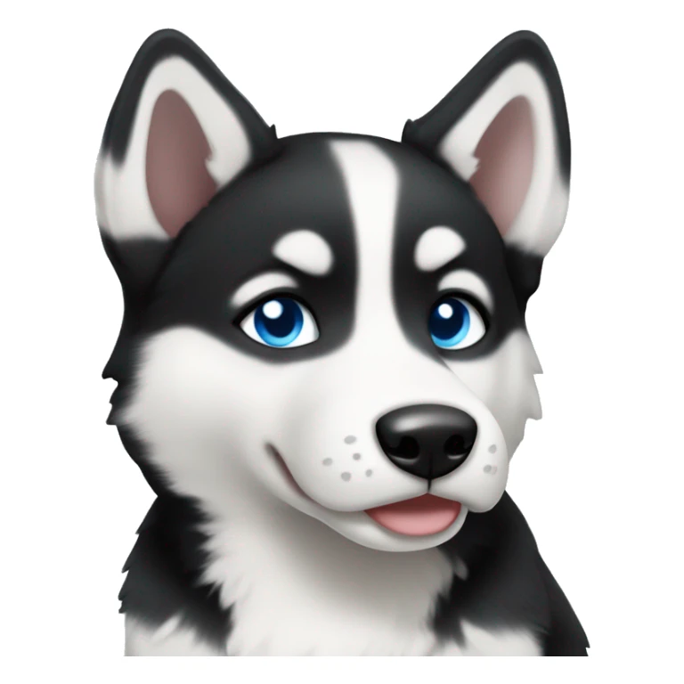 standing black and white husky puppy blue eyes sticker