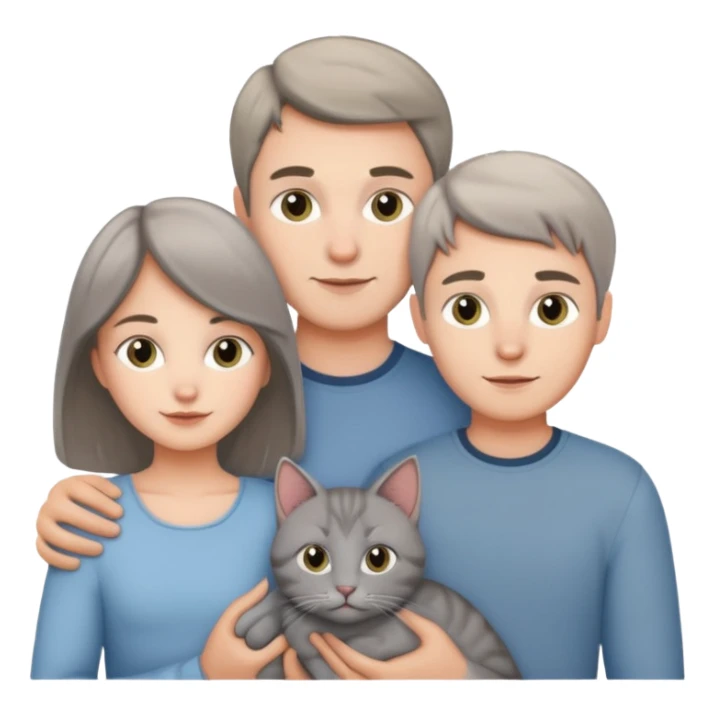 familia joven con un gato sticker