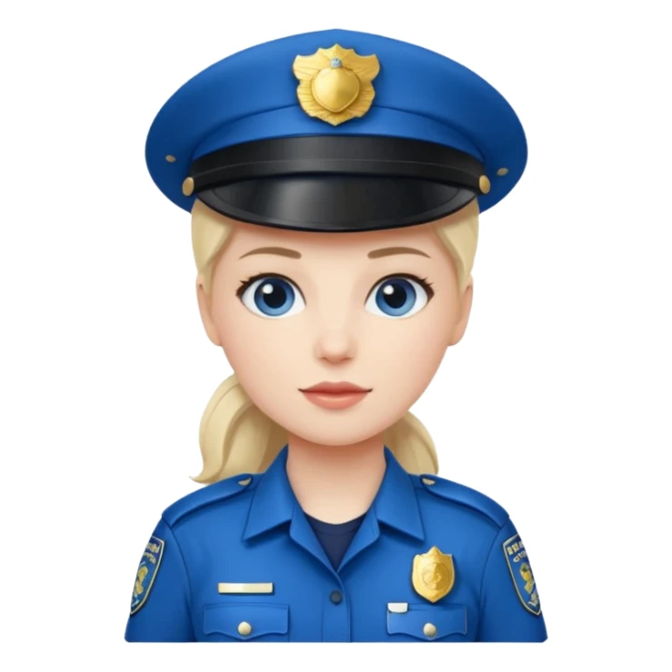 female police officer with blue buckle sticker
