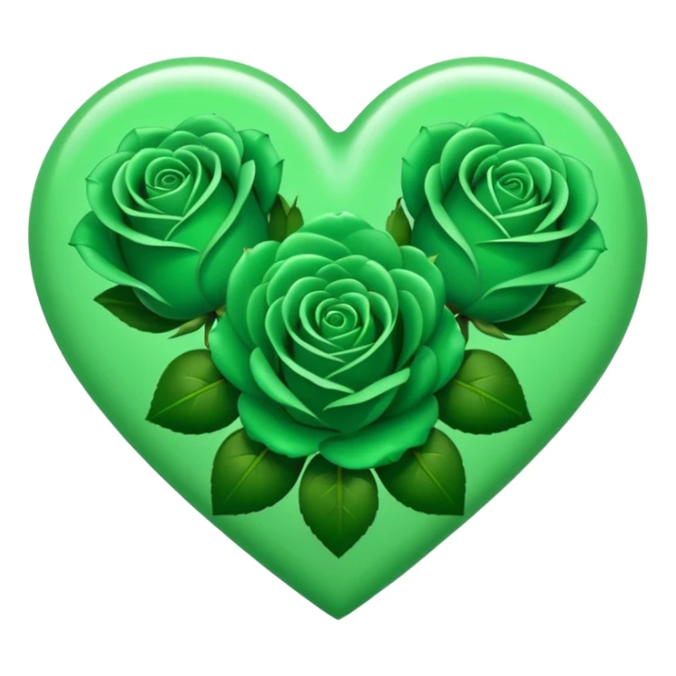 Green Heart with 3 green Roses  sticker