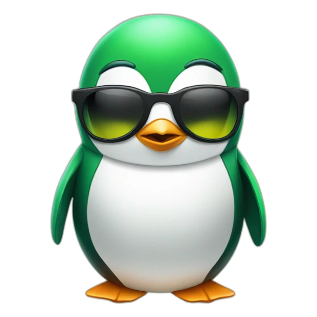 Penguin whit a wrench, sun glasses and green hair sticker