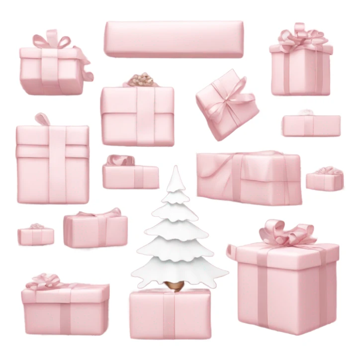Light pink Christmas gifts under a white Christmas tree  sticker