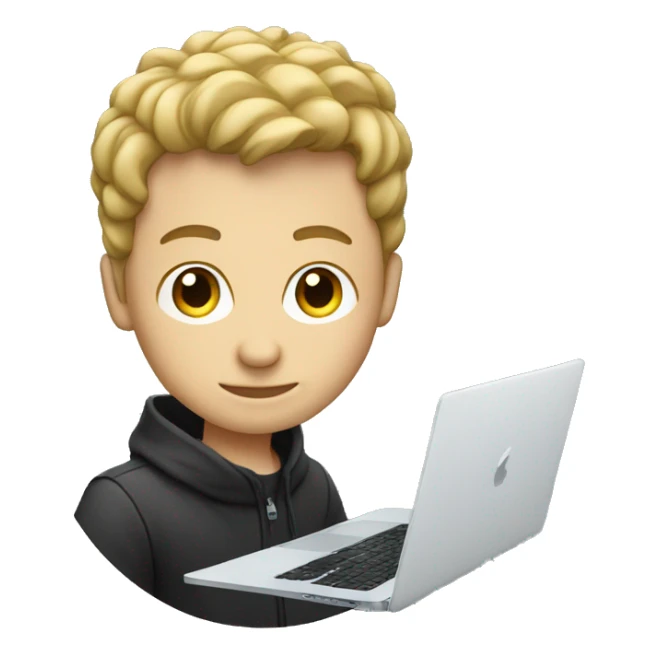 white boy music producer with macbook sticker