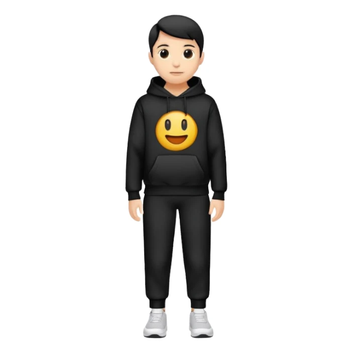 Crie um conjunto de moletom liso com calça de moletom nas cores preto sticker