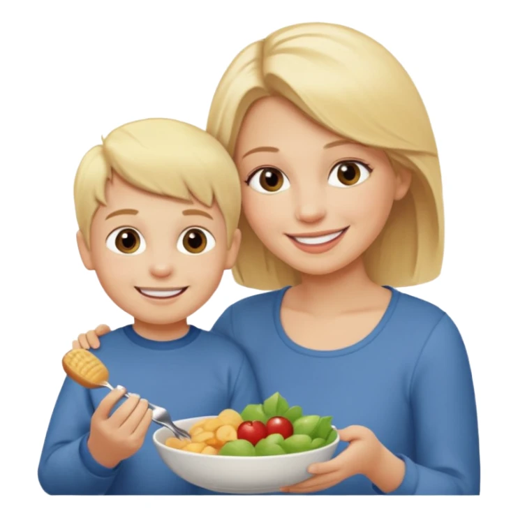 Blondynka karmi małego chłopca sticker