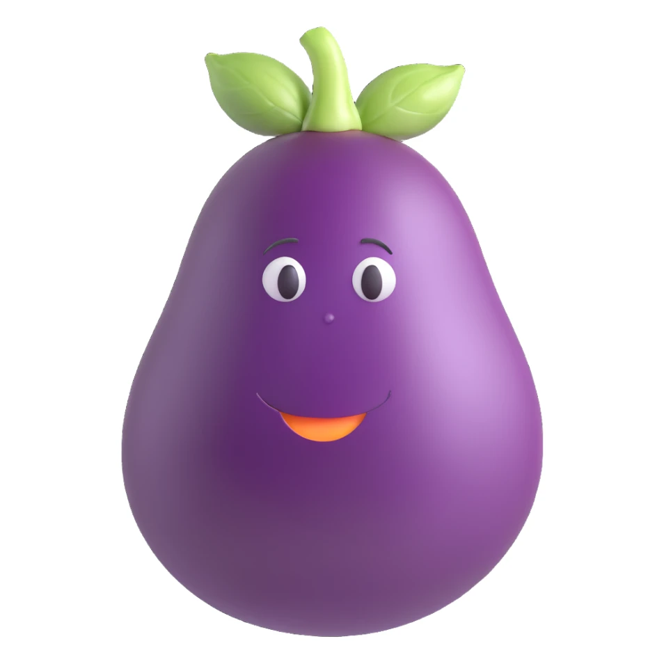 an eggplant nestled within a peach, cute and minimal, no text sticker
