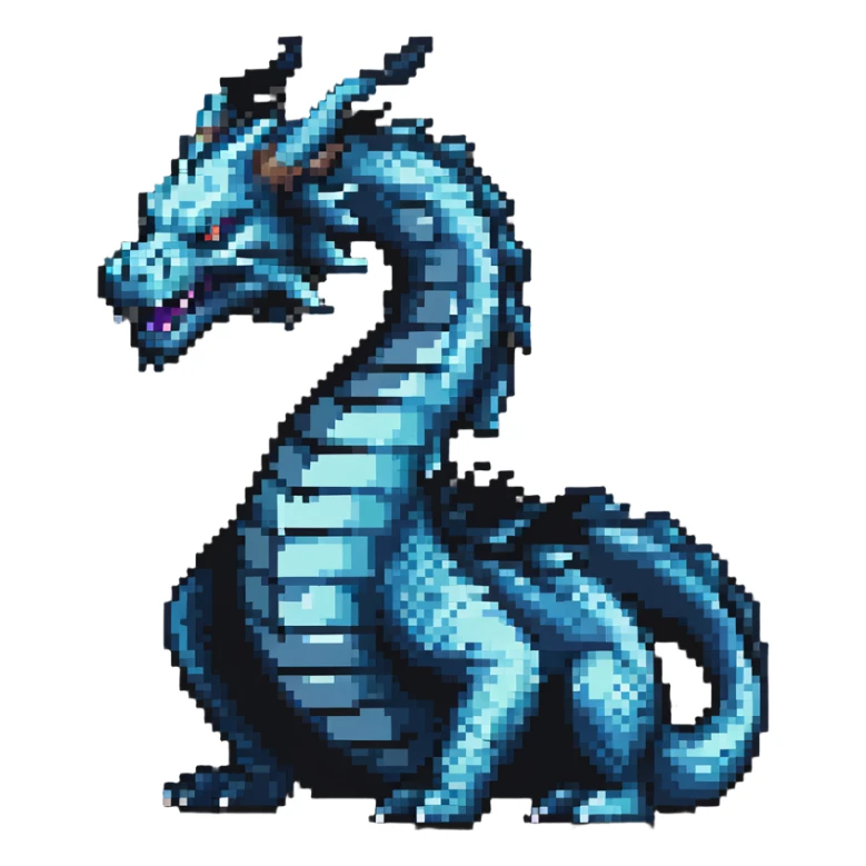 Gyarados from Pokemon, blue serpentine dragon sticker