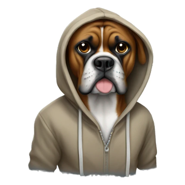 Boxer dog wearing a hoodie sticker