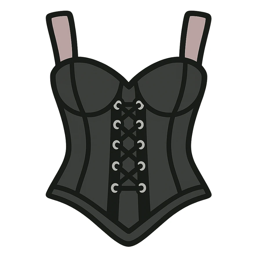 BLACKPINK-inspired gothic corset, no hearts, modern and stylish, black and pink sticker