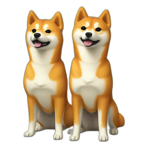 two orange shiba inu dogs standing together sticker
