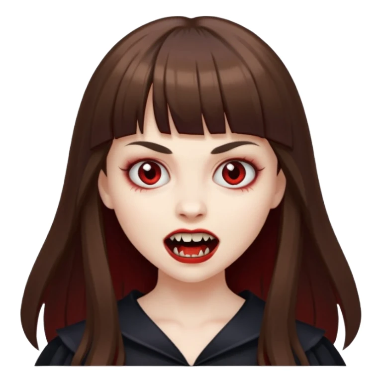 eu quero uma menina de franja e cabelo comprido cabelo castanho parecendo uma vampira sticker