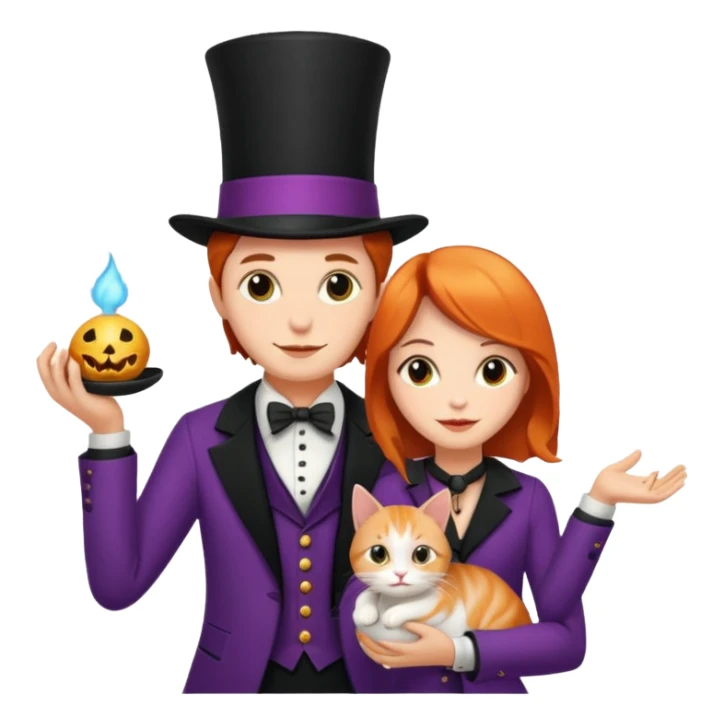 magician couple and their pet cat sticker