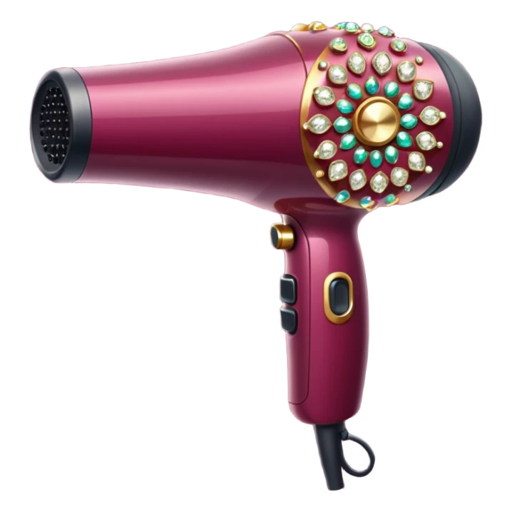 burgundy blow dryer covered in ges sticker