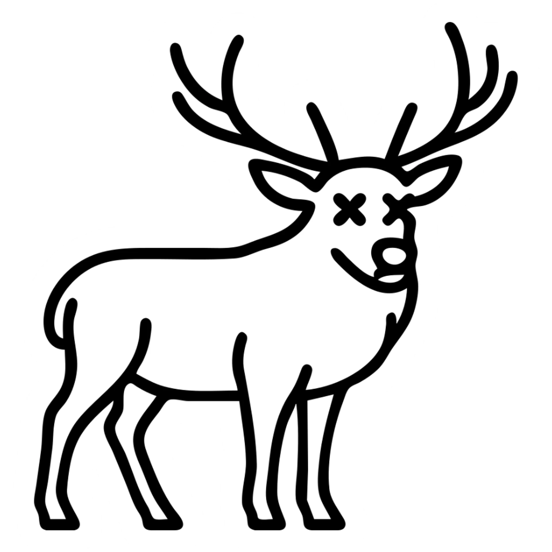 Make the elk look dead by adding cartoon X's for eyes, keep the exact same style, pose, and background. sticker