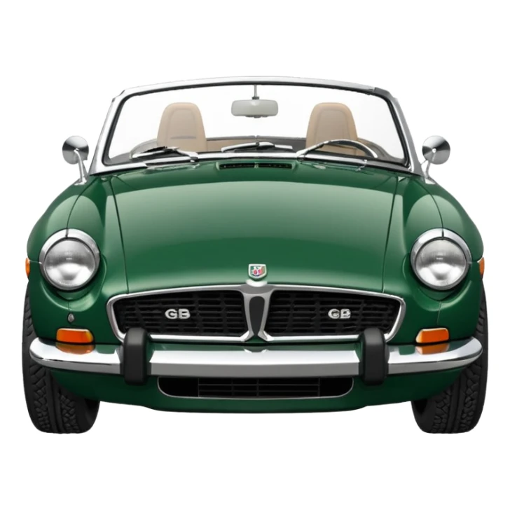 1977 British racing green Mgb roadster chrome bumper wire wheels sticker