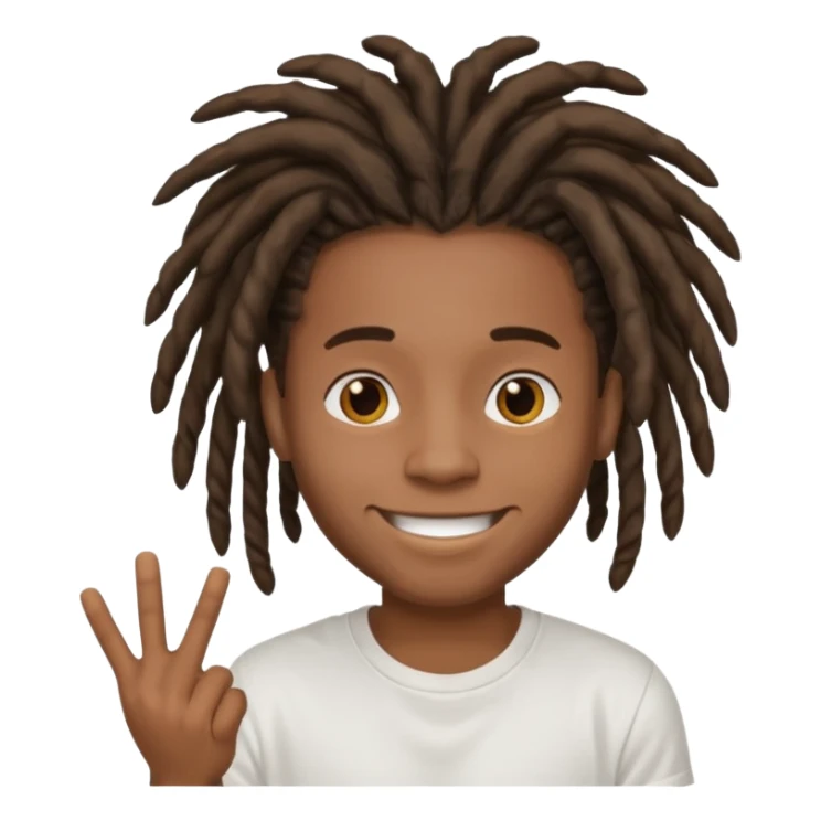 a black boy with a dreadlocks and a white t shirt sticker