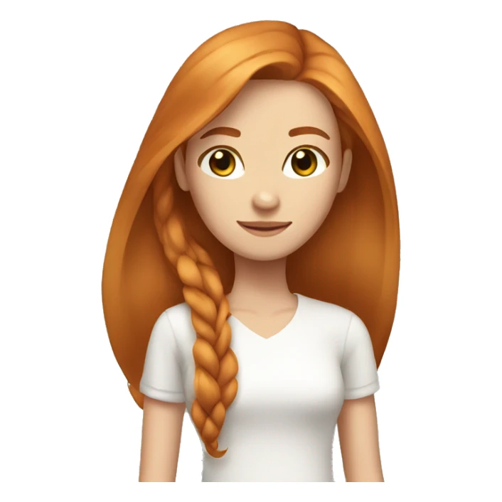 Girl, ginger straight shoulder long straight hair, brown eyes  sticker