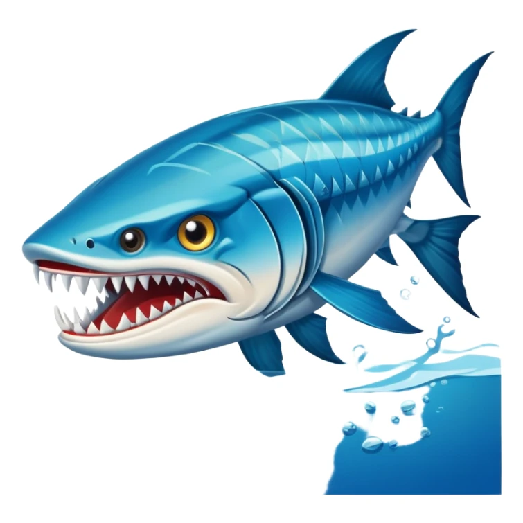An angry barracuda swims swiftly through the water, its sharp teeth bared and ready for action sticker