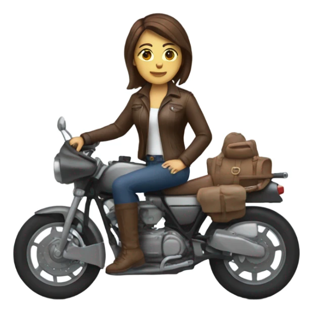 Woman with short brown hair sitting on motorcycle sticker