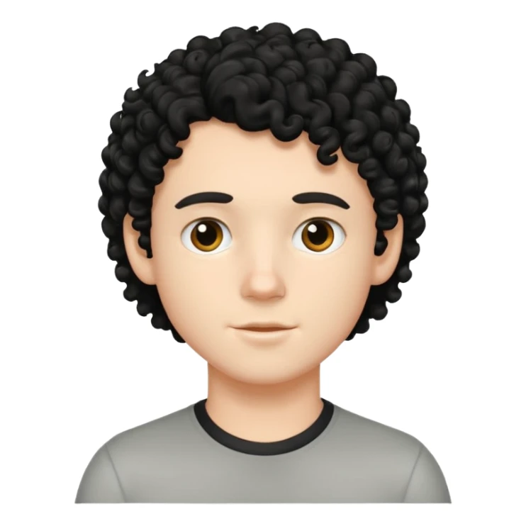 White boy with black curly hair sticker