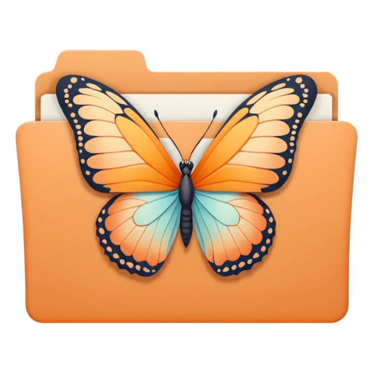 pastel orange file folder with butterfly on the cover sticker