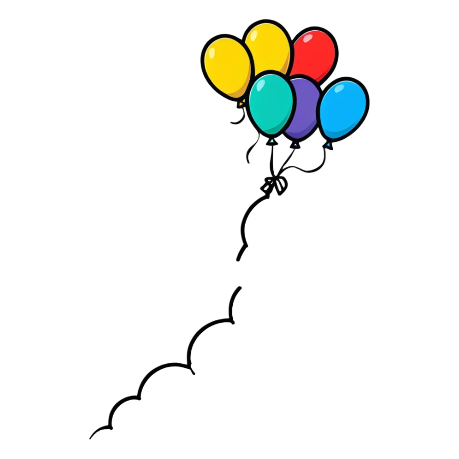 Bunch of bright colorful balloons rising into the sky sticker