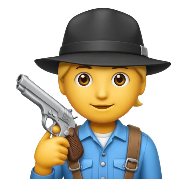 As un emoji blanco con una gorra y una garrafón un pistola  sticker