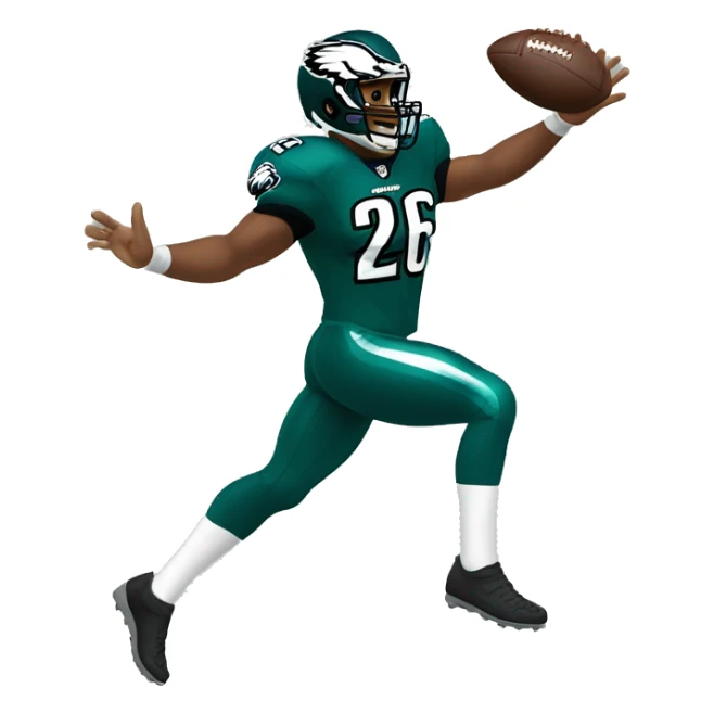 philadelphia eagle player football number 26 jumping kelly green sticker