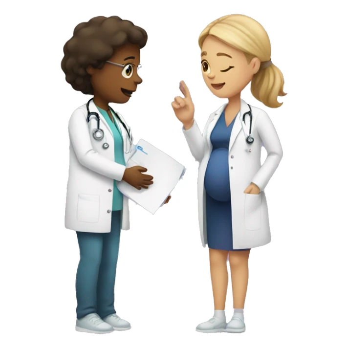 pregnant girl talking to a doctor sticker