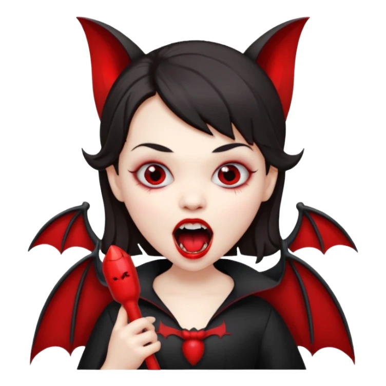 vampire child with toy bat open mouth sticker