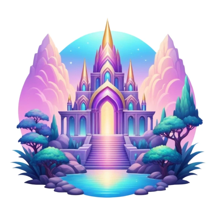Epic divine legendary complex detailed iridescent gradients aesthetic-scenery-Decorations sticker