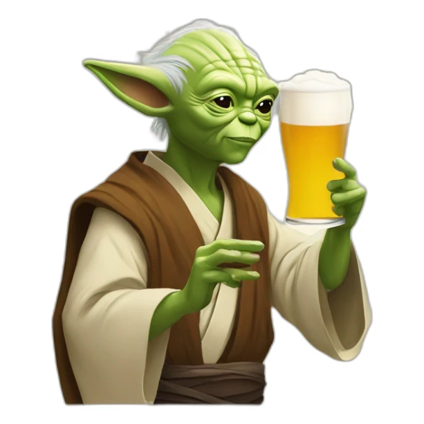 Obi wan kenobi and yoda drinking beer sticker