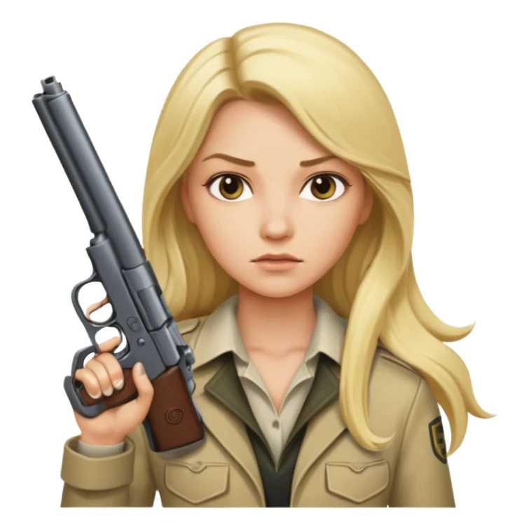 blonde long haired rockstar holding a gun sticker