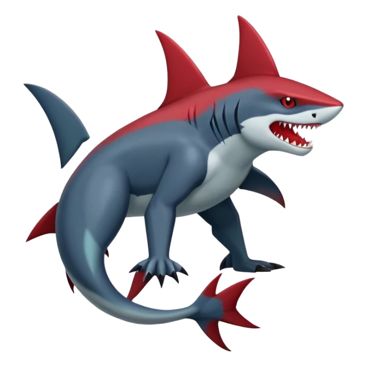 Realistic dark edgy Sharpedo-Zoroark-Scizor-canine-vernid-sergal-fursona-hybrid-animal creature with a shark-tail and red scars, full body, with cool sharp markings  sticker