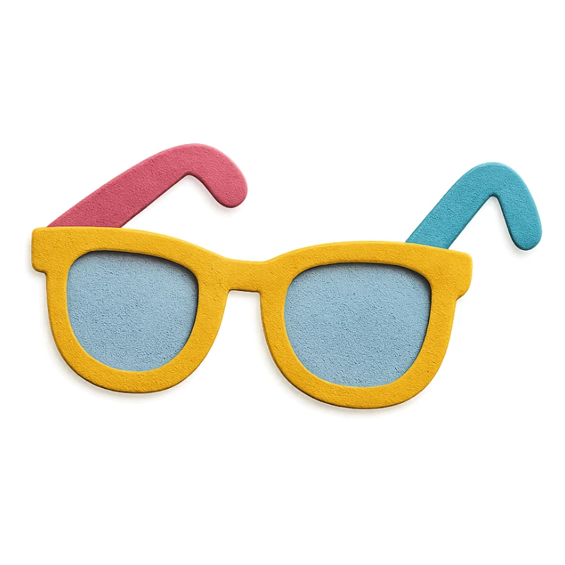colorful and playful sunglasses in paper-craft style sticker