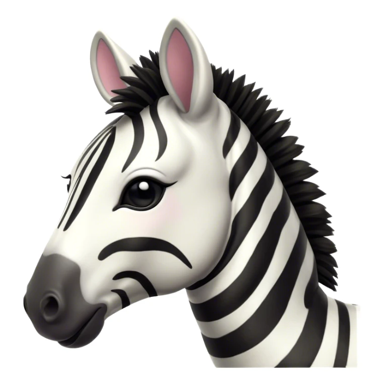 Cinematic Cute Zebra Portrait Emoji, Head tilted playfully and inquisitively, featuring a glossy, intricately striped fur of black and white, a refined, horse-like head with a long snout and alert ears, and round, sparkling eyes filled with curious wonder, Simplified yet irresistibly adorable features, highly detailed, glowing with a warm, friendly glow, high shine, affectionate and spirited, stylized with a touch of savannah whimsy, bright and endearing, soft glowing outline, capturing the essence of a mischievous yet loving zebra that feels like it could prance out of the screen and into your arms! sticker