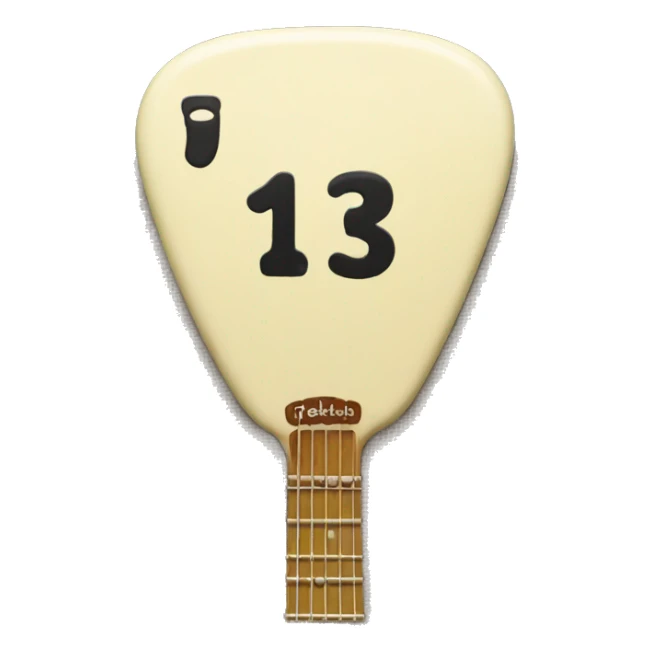 cream guitarpick with a number thirteen on it  sticker