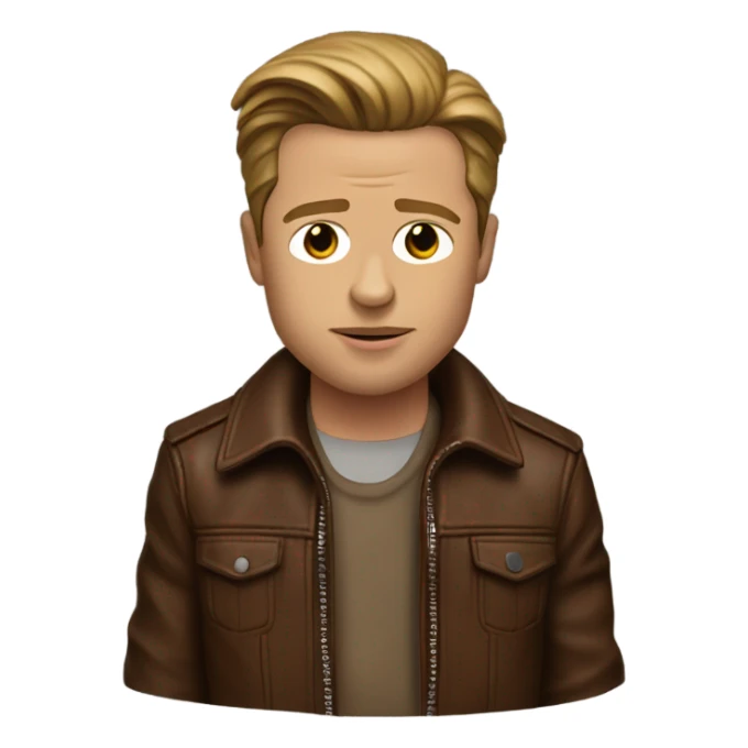 realistic Brad Pitt in a brown leather jacket from fight club sticker