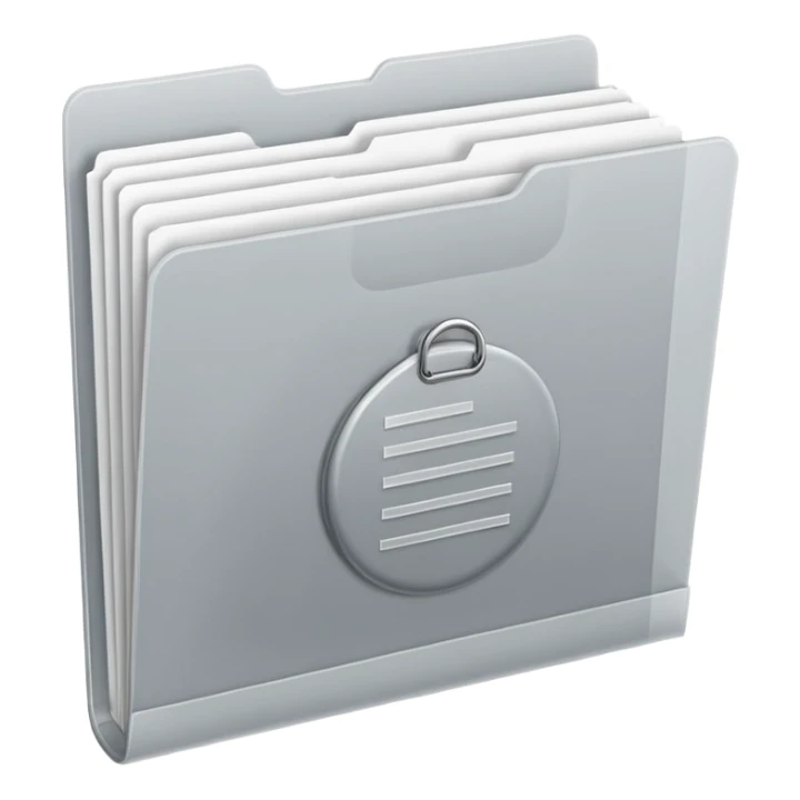 A minimal emoji-style icon of this frosted light-gray plastic folder with elastic closure, closed, with a small clean tax/forms symbol on the front (stacked papers or checklist icon), subtle shading, and a neutral, administrative, organized vibe. sticker