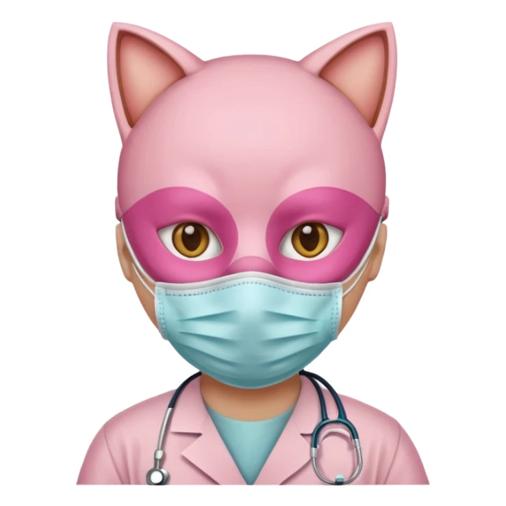 pink doctor cat, surgeon mask sticker