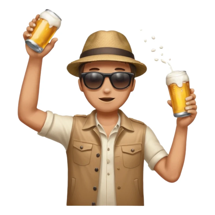 throwing beer can with the arm up in the air with spills from the can sticker