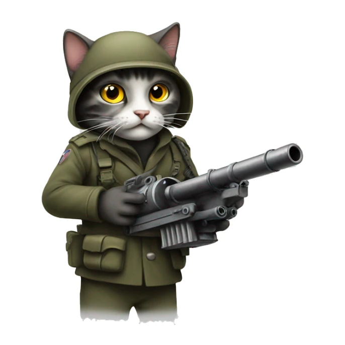 cat holding anti tank gun sticker