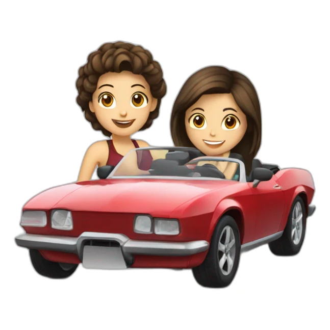 Brunette-boy-and-brunette-girl-roadster-car-driving sticker