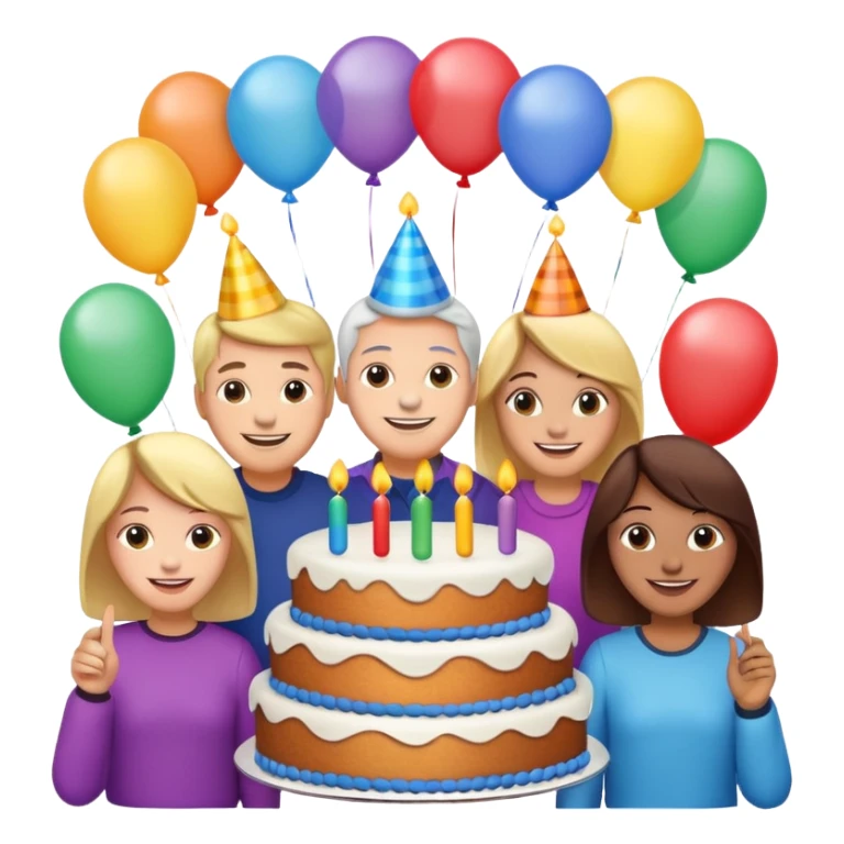 Birthday cake balloons freinds and family sticker