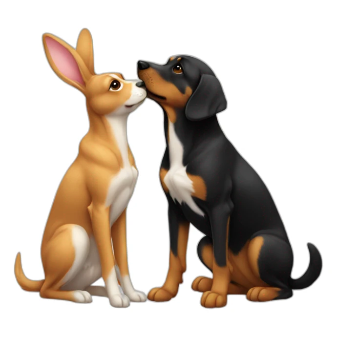 dog kiss bunny sticker
