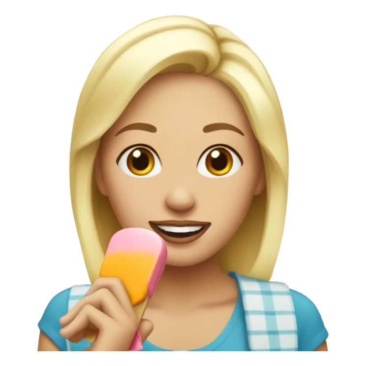 blonde woman eating popsicle in shower sticker