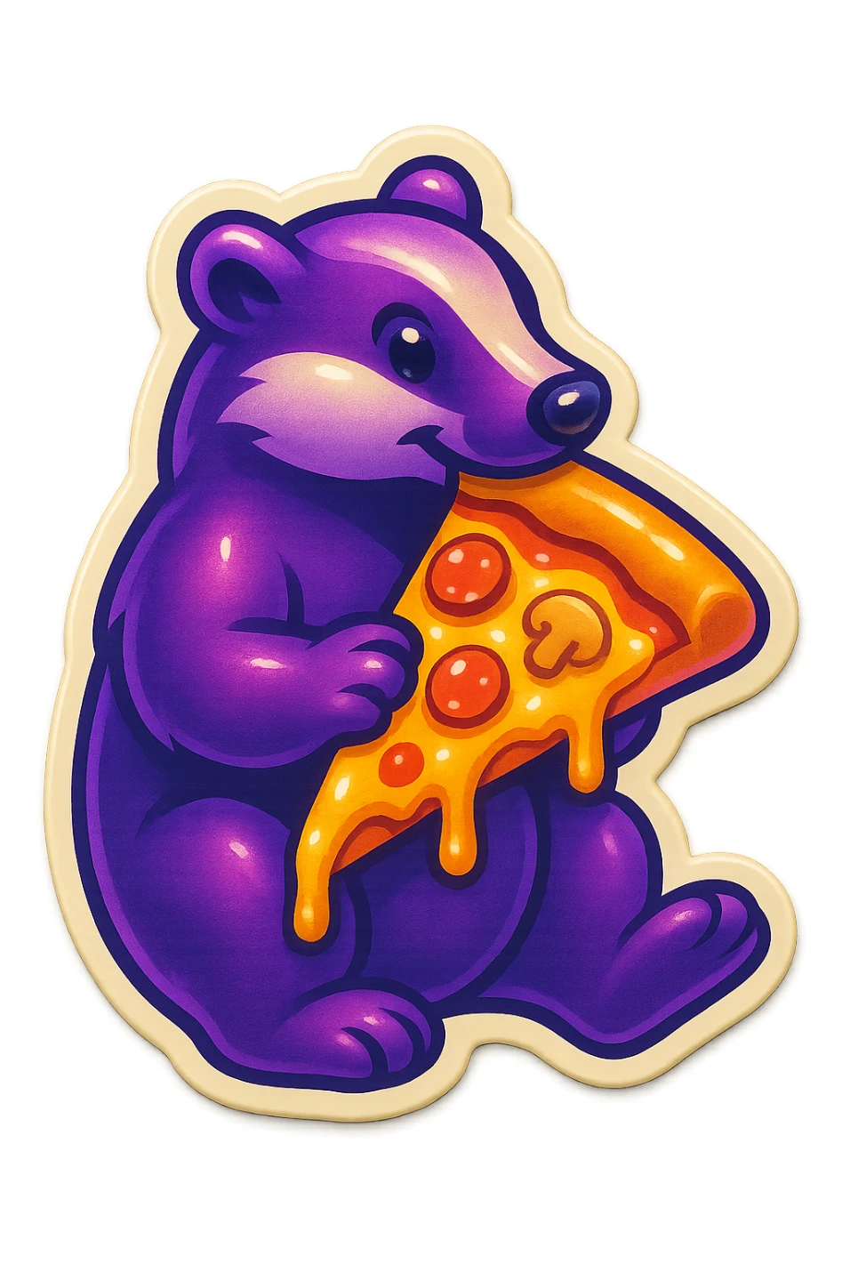 Purple Badger with pizza  sticker