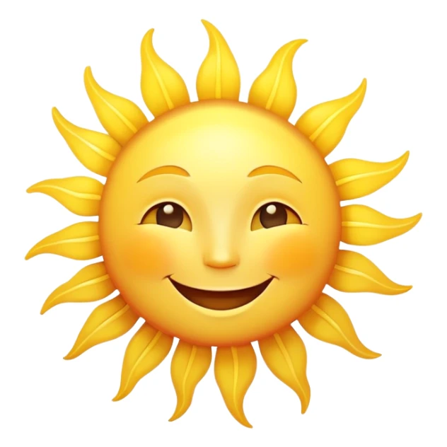 A bright, happy sun with smiling face and radiating sun rays sticker