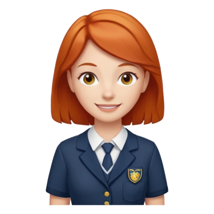 red headed woman with a school in the background sticker